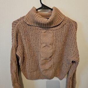 Cozy Tan Cable Knit Sweater